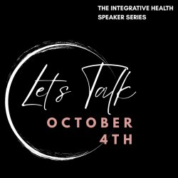Semi circle with text, Let's Talk Oct  4th