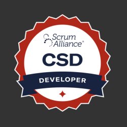 Certified Scrum Developer Logo With Class Details: April 16-17 9 am to 5 pm ET