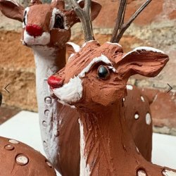 Pottery - Ceramic Reindeer Sculpture