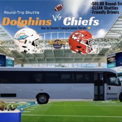 Round🏈Trip Shuttle to DOLPHINS🐬vs CHIEFS🪓(Hard Rock Stadium)