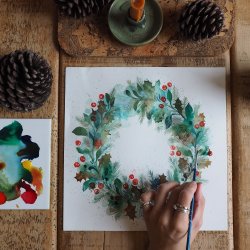 Watercolour Christmas Wreath Workshop