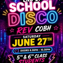 Rev Cobh 5th and 6th class Jersey disco hosted by Irish black paddy