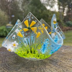 Fused Glass Draped Tea Light Holder