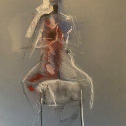 Pastel and charcoal life drawing sketch by Andrew Dutton