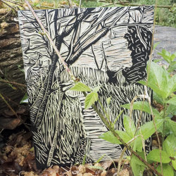 Woodcut Printmaking in the Woods