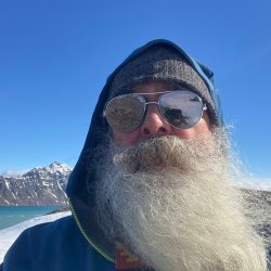 Photo of polar explorer Gerard Baker in snowy setting