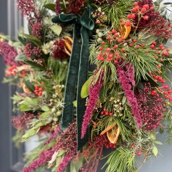 Christmas wreath with colourful decorations