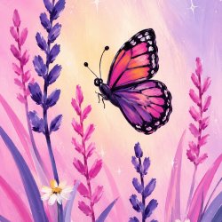 Family Lilac Butterfly painting.