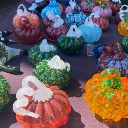 Handblown glass pumpkins from Athens Hot Glass