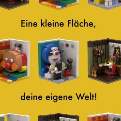 Kleine LEGO Habitate und die Beschreibung "Eine kleine Fläche, deine eigene Welt!"