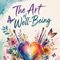 Artwork depicting a heart with flowers and butterflies
