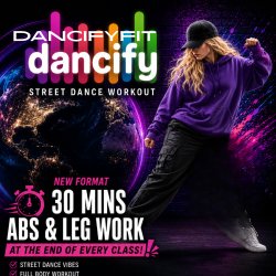 blonde haired dancer in purpple and black joggers