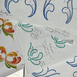 Foundations of  Stroke Work continued -Combining the C and S stroke for basic Designs-Flat and Round Brushes plus detail