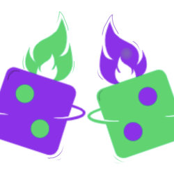 Pair of dice, purple and green