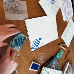 block printing image of a fish