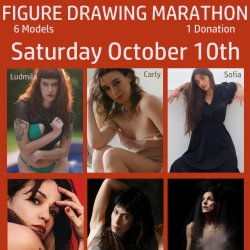 LIFE FIGURE DRAWING MARATHON 6 models / 6 HOURS / ONE Donation October 10th 2026