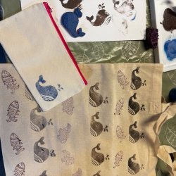 block printing image of a fish