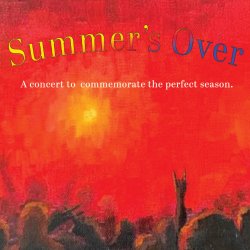 Picture of crowd silhouette with orange background and title "Summer's Over: A concert to commemorate the perfect season."
