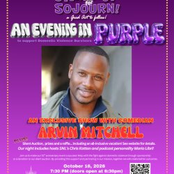 Flyer with image of comedian Arvin Mitchell.