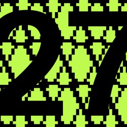 A green 'X' pattern background with the number '27' in large characters to represent the year.