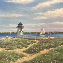 Artwork by Greg Hill depicting Brant Point.