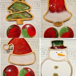 Resin Christmas Plate & set of 4 coasters