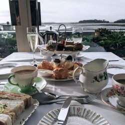 Afternoon Tea set up with views over Strangford Lough