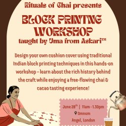Block printing workshop with free flowing chai