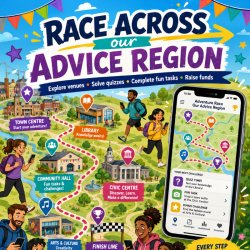 Contestants racing around the town looking for check in points