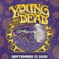 Poster for Young & Dead at The Sherbino, Ridgway, Colorado, September 12, 2026, featuring psychedelic skeleton artwork.
