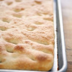 Image of focaccia in metal baking tin