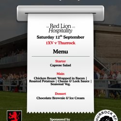 1XV V Thurrock Pre Match Hospitality Lunch