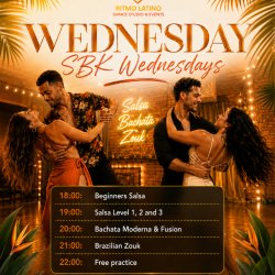 Class poster for SBKZ Wednesdays at Ritmo Latino Dance Studio