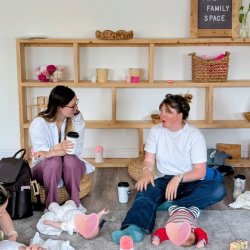 Two new mums chat and make friends at The Nest