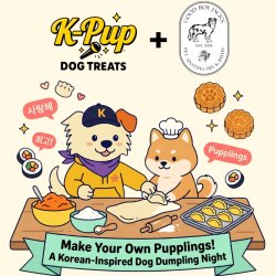 Three dumplings that are made for dogs on a cutting board