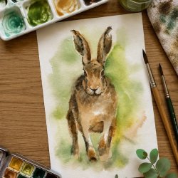 Beginners Watercolour Hare