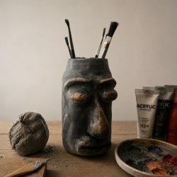2 week air dry clay sculpture pen pot / vase Workshop