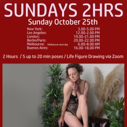 2 Hours, life figure drawing with KELLY / Sunday October 25th/  3.00 -5.00 PM ET New York