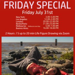 FRIDAY 2 Hours, life figure drawing with GUIOT /July 31st/ 3.00 -5.00 PM ET New York