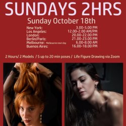 2 Hours, life figure drawing with MATILDA and MARA / Sunday October 18th/  3.00 -5.00 PM ET New York