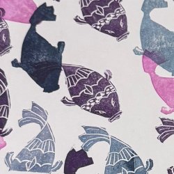 block printing image of a fish