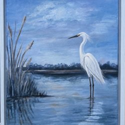 Snowy Egret realistic acrylic painting