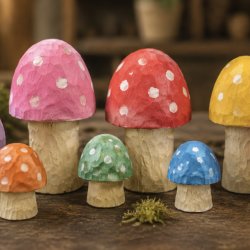Introductory To Woodcarving - Miniature Mushrooms