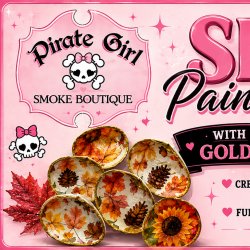Autumn Shell Painting with Gold Finch Studio