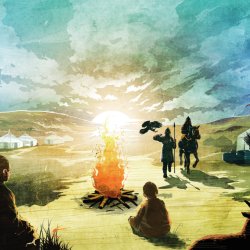Illustration of Mongolian campsite