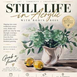 Picture of a floral bouquet and a white pitcher with two lemons