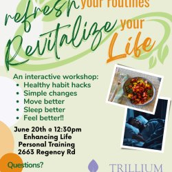 Refresh Your Routines Revitalize Your LIFE on Saturday April 11 @ 9am; Magnolia Springs 2701 Magnolia Springs Dr  Lex
