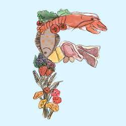 Feast Neuk F. "F" built out of the the produce of the East Neuk, like Lobster, fish, berries, meat, wheat, et cetera.