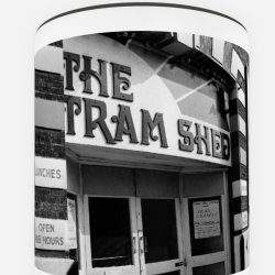 Mug with the old The Tram Shed sign