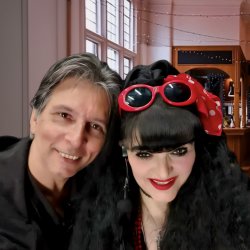 Marek and Alice in backstage bar